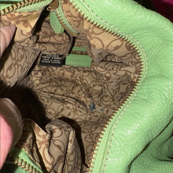 Jones New York  mini backpack shoulder bag  sling back bag  leather
Sage green